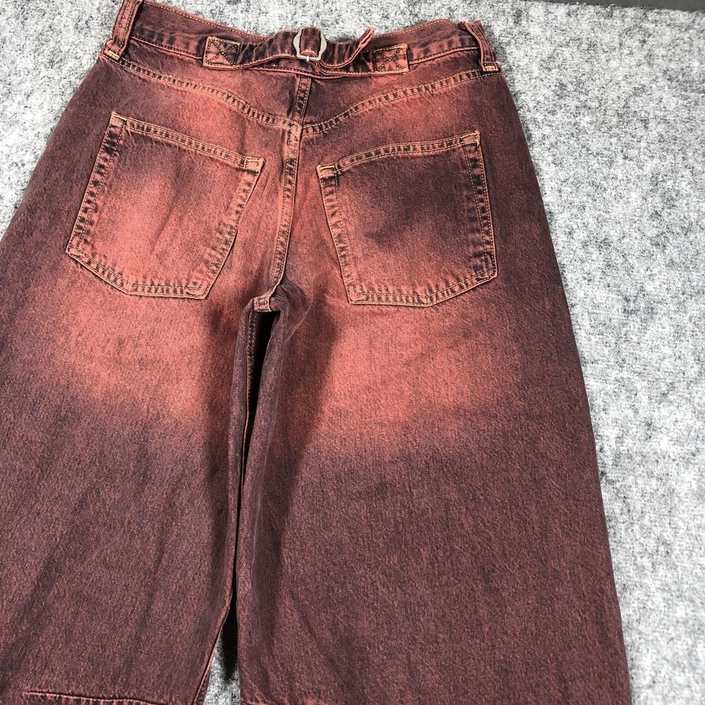 BDG Jeans Womens 28W Red High Rise Wide Leg Adjustable Waist Denim Relaxed - Picture 15 of 16